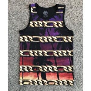 Famous Stars and Straps Gold Chain Sunset Mens Sub Tank Size Small